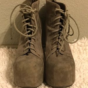 Jeffery Campbell Suede Grey Lita bootie